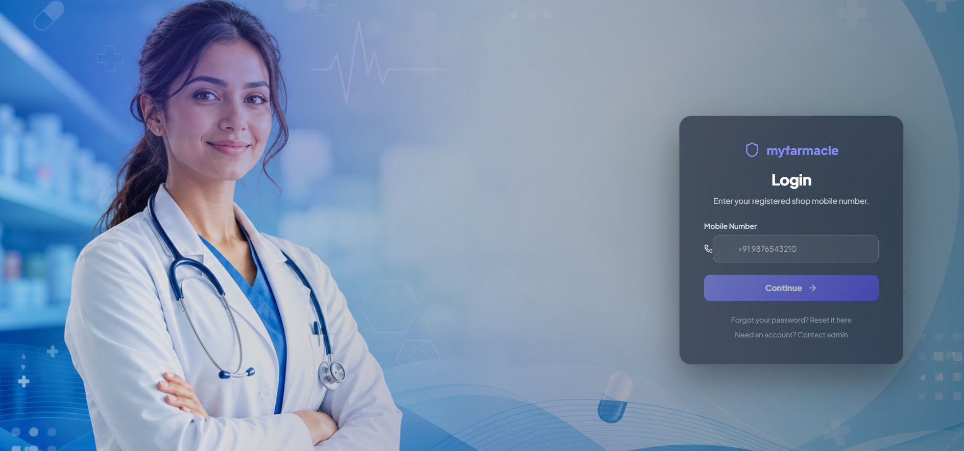 MyFarmacie product login screen